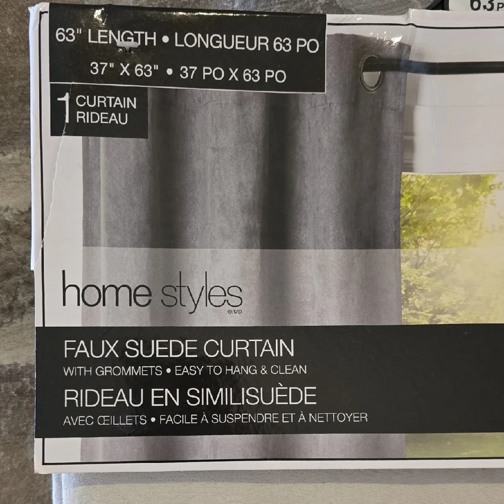 Faux Suede Curtain - Cream - Picture 2 of 3